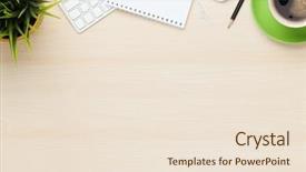  Presentation with coffee cup - Cool new PPT theme with background - office table with notepad computer backdrop and a lemonade colored foreground