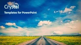  Presentation with vintage antique retro terrestrial globe - Theme consisting of background - road in blooming spring background and a ocean colored foreground