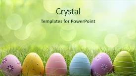  Presentation with pistachio texture nuts green fresh - Slide set enhanced with background - row of easter eggs background and a soft green colored foreground