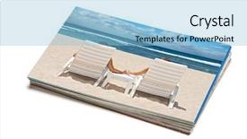  Presentation with vacation album - PPT theme with background - stack of vacation photo background and a  colored foreground