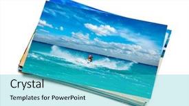  Presentation with jet - PPT theme consisting of background - stack of vacation photo background and a teal colored foreground