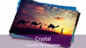  Presentation with vacation album - Slide deck having background - stack of vacation photo background and a violet colored foreground