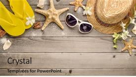  Presentation with straw - Slide deck enhanced with background - straw hat sunglasses and beach background and a coral colored foreground