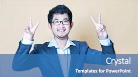  Presentation with peace - Audience pleasing PPT theme consisting of free korean background - stylish asian man making 'peace' backdrop and a  colored foreground