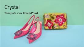  Presentation with blue flower - Beautiful slide deck featuring background- embroidered hand made flower backdrop and a mint green colored foreground