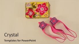  Presentation with flower - PPT theme having background- embroidered hand made flower background and a soft green colored foreground