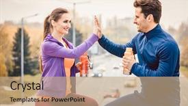  Presentation with high rise building - PPT layouts enhanced with background a high-rise background and a coral colored foreground