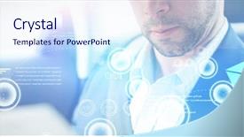  Presentation with email - Cool new slides with email communication background against man backdrop and a sky blue colored foreground