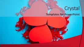  Presentation with romantic gift - Audience pleasing theme consisting of background among red feathers love backdrop and a cyan colored foreground