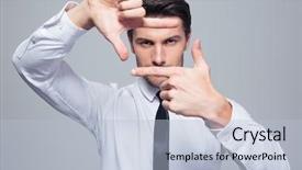  Presentation with years in the making - PPT theme consisting of background and looking at camera background and a light blue colored foreground