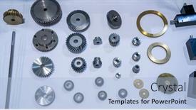  Presentation with industrial robot welding - PPT theme enhanced with background-and-pattern-of-metal background and a light blue colored foreground