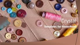  Presentation with sewing tools - Presentation theme having background-and-texture-of-multicolored background and a coral colored foreground