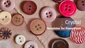  Presentation with sewing tools - Colorful slide set enhanced with background-and-texture-of-multicolored backdrop and a coral colored foreground