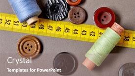  Presentation with sewing tools - PPT theme having background-and-texture-of-multicolored background and a coral colored foreground