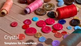  Presentation with sewing tools - Presentation theme with background-and-texture-of-multicolored background and a coral colored foreground
