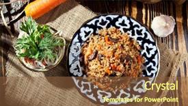  Presentation with meat - Presentation design with background arab - pilaf - rice with meat background and a tawny brown colored foreground