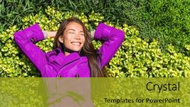  Presentation with green fashion - Audience pleasing PPT layouts consisting of background asian woman wearing purple backdrop and a gold colored foreground