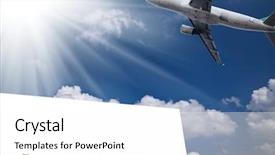  Presentation with twin engine airplane - Colorful slide deck enhanced with background aviation - billboard ande airplane outdoor backdrop and a  colored foreground