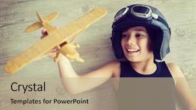  Presentation with airplane - Audience pleasing theme consisting of background aviation - portrait of child with airplane backdrop and a mint green colored foreground