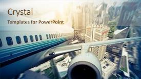  Presentation with financial center - Amazing slides having background aviation - view from the window backdrop and a cream colored foreground