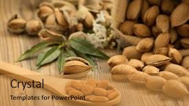  Presentation with almonds - Colorful PPT theme enhanced with background beneficials for the brain backdrop and a gold colored foreground