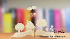 Presentation with story book fantasy - Audience pleasing PPT theme consisting of fantasy story - book of fantasy stories backdrop and a coral colored foreground