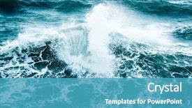  Presentation with stormy sea waves - Presentation theme having background breaking waves nature disaster background and a teal colored foreground