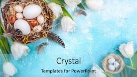  Presentation with easter bunny yellow spring flower - Audience pleasing slide deck consisting of background bunch of spring flowers backdrop and a  colored foreground