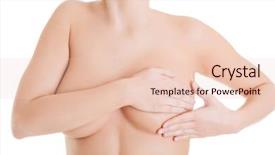  Presentation with breast - Theme having background cancer - close up nude woman examining background and a  colored foreground