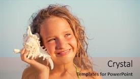  Presentation with save girl child - Amazing PPT theme having background child put the shell backdrop and a coral colored foreground