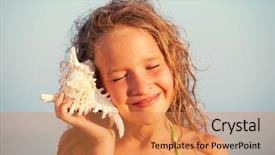  Presentation with save girl child - Amazing slide set having background child put the shell backdrop and a coral colored foreground