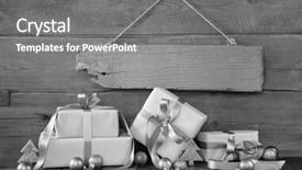  Presentation with coupon - Beautiful presentation theme featuring background christmas voucher or coupon with presents in grey and silver backdrop and a gray colored foreground