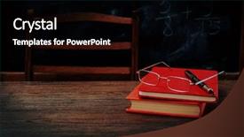  Presentation with school kids reading books - Presentation theme featuring background classroom - books and school accessories background and a black colored foreground