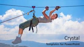  Presentation with climbing mountains - Slide set with background climbing sport mountaineering adventure background and a light blue colored foreground