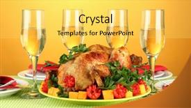  Presentation with banquet - Beautiful PPT theme featuring background close-up thanksgiving day backdrop and a  colored foreground