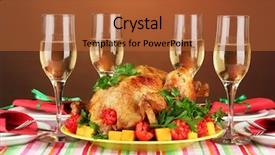  Presentation with banquet - PPT theme enhanced with background close-up thanksgiving day background and a red colored foreground