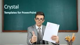  Presentation with young children at school - Colorful PPT theme enhanced with background collegue review - young teacher sitting in school backdrop and a  colored foreground