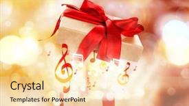  Presentation with music notes - Audience pleasing PPT theme consisting of background concept of christmas music backdrop and a lemonade colored foreground