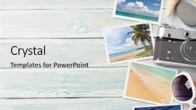  Presentation with space travel - Presentation design enhanced with background concept with sunglasses camera background and a white colored foreground