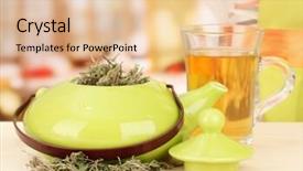  Presentation with set of dried herbs - Presentation theme enhanced with background conceptual photo of herbal background and a  colored foreground