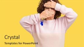  Presentation with blue eyes technology - Colorful presentation theme enhanced with background covering eyes and mouth backdrop and a yellow colored foreground