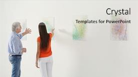  Presentation with art gallery - Cool new presentation design with background critical thinking - people looking at picture backdrop and a  colored foreground