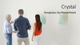  Presentation with art gallery - Presentation with background critical thinking - people looking at picture background and a  colored foreground