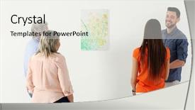  Presentation with art gallery - Audience pleasing slide set consisting of background critical thinking - people looking at picture backdrop and a  colored foreground