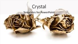  Presentation with white gold - PPT theme consisting of background cutout golden dried flower background and a white colored foreground