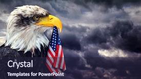  Presentation with united states flag - PPT theme enhanced with background dark cloudy sky patriotic background and a wine colored foreground