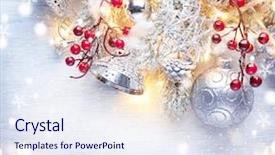  Presentation with design christmas holiday - Slide set consisting of background decorated with baubles light background and a sky blue colored foreground