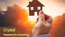  Presentation with orphan children - Beautiful PPT theme featuring background design orphan children - small child holds a little backdrop and a tawny brown colored foreground