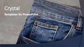 Presentation with jeans blue denim texture - PPT layouts featuring cloth patch - gray background-detail of vintage blue background and a gray colored foreground