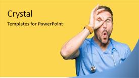  Presentation with medical eye - Cool new slide set with background doing ok gesture shock backdrop and a  colored foreground